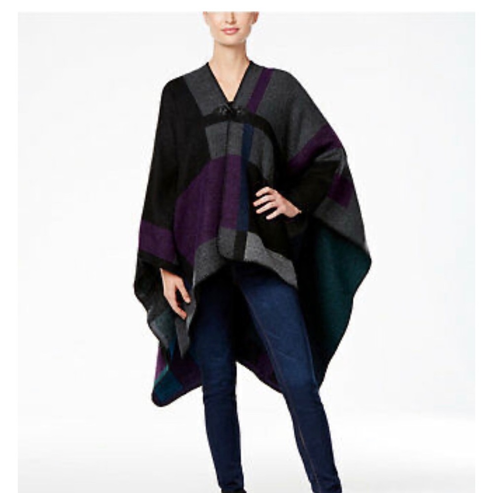 Steve Madden Mondrian Colorblock Poncho - New